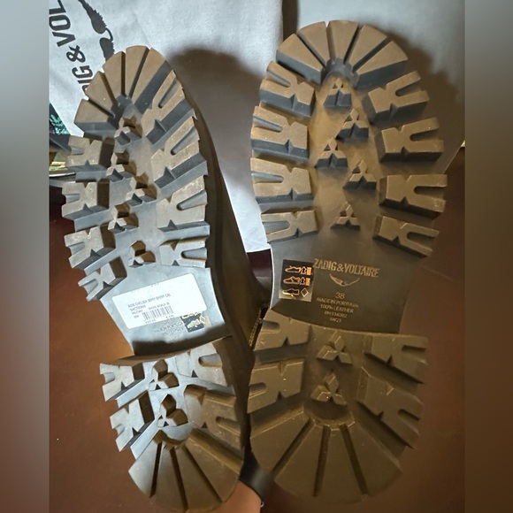 NIB Zadig & Voltaire Ride Semy Shiny Chelsea Platform Boots 38 Military Olive 7 - Picture 11 of 15